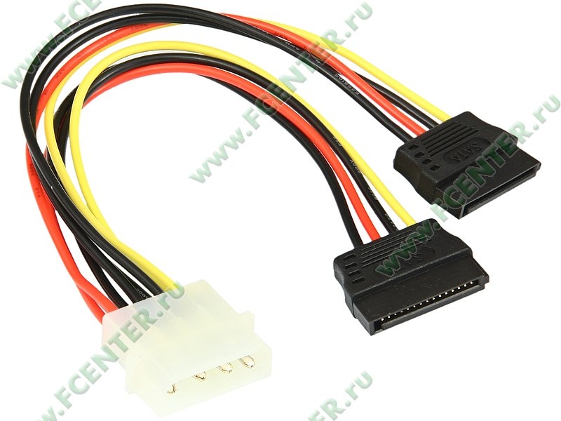 Переходник питания Molex -> 2xSATA (4pin-2x15pin)