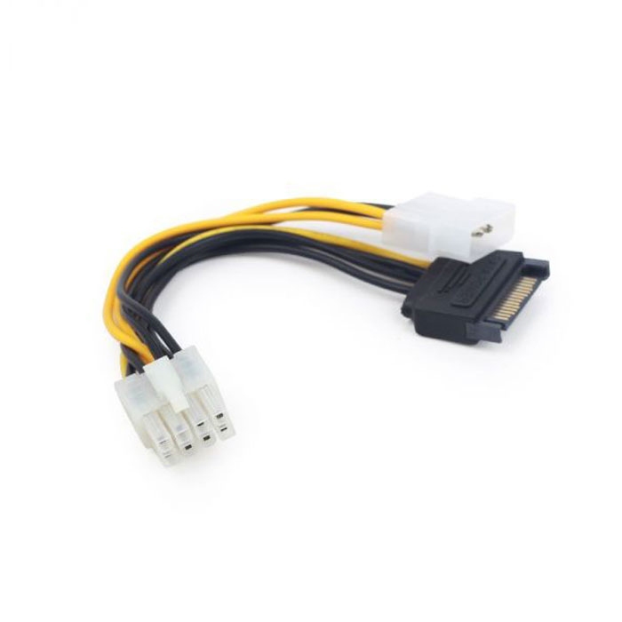 Переходник питания Molex+SATA -> 8-pin (4pin+15pin-8pin) разъем на видеокарте
