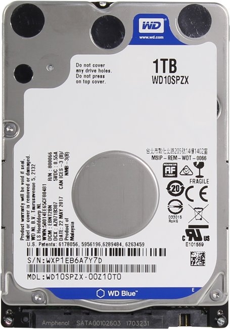Жесткий диск 1000GB WD Blue (WD10SPZX) <SATA3, 5400, 128Mb>