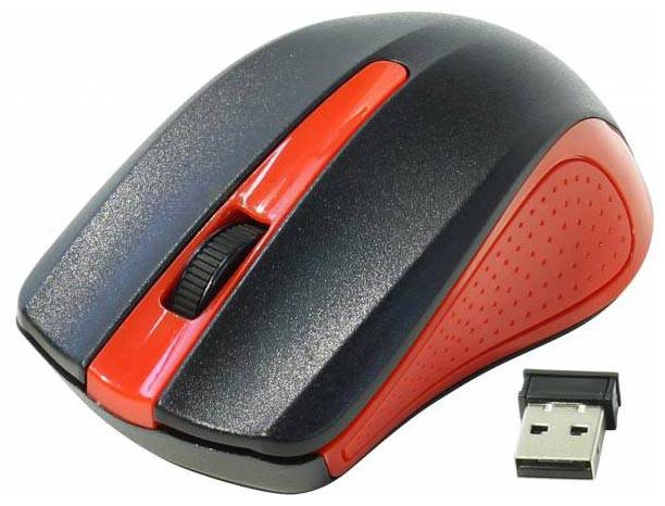 Мышь Oklick 485MW <USB> оптическая беспроводная (черно-красная)