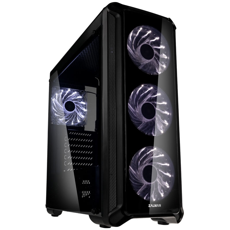 Корпус Zalman i3 Edge <ATX, без БП, 2xUSB2.0, 1xUSB3.0, Audio, окно, White LED> (черный)