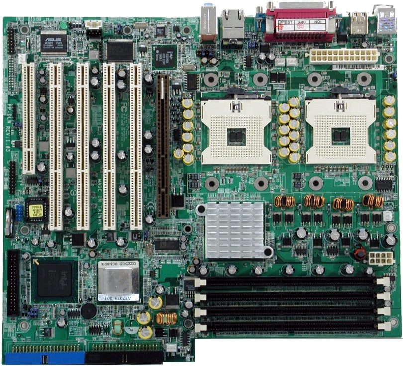 Сист.плата ASUS PP-DLW <2xS604, i7505, DDR, AGP8x, Sound, GB LAN, OEM>