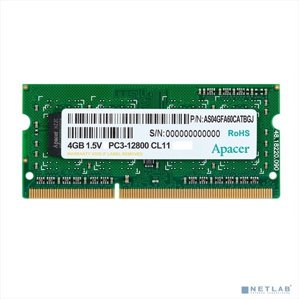 Модуль памяти SO-DIMM DDR3 4GB 1600МГц Apacer (CL11, 1.5V) (DS.04G2K.KAM)