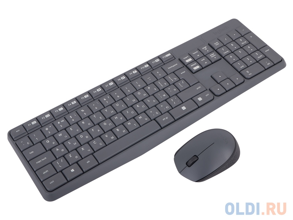 Комплект клавиатура+мышь Logitech Wireless MK235 (920-007948) <USB> беспроводной (серый)
