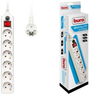 Сетевой фильтр Buro  3.0м (6 розеток) (600SH-3-W) (белый)