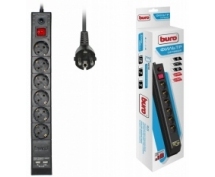 Сетевой фильтр Buro  1.8м (6 розеток) (BU-SP1.8_USB_2A-B) 2xUSB (черный)