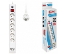 Сетевой фильтр Buro  3.0м (6 розеток) (BU-SP3_USB_2A-W) 2xUSB (белый) (коробка)