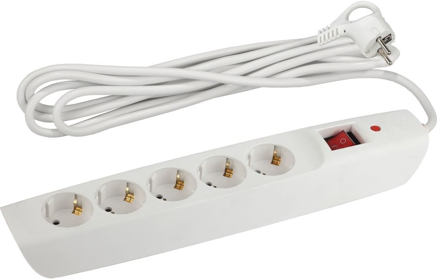 Сетевой фильтр ЭРА 2.0м SFX-5es-2m-W 5 розеток 10А белые