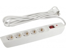 Сетевой фильтр ЭРА 2.0м SFX-5es-2m-W 5 розеток 10А белые