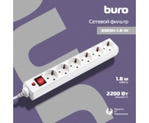 Сетевой фильтр Buro  1.8м (6 розеток) (600SH-1.8-W) (белый)