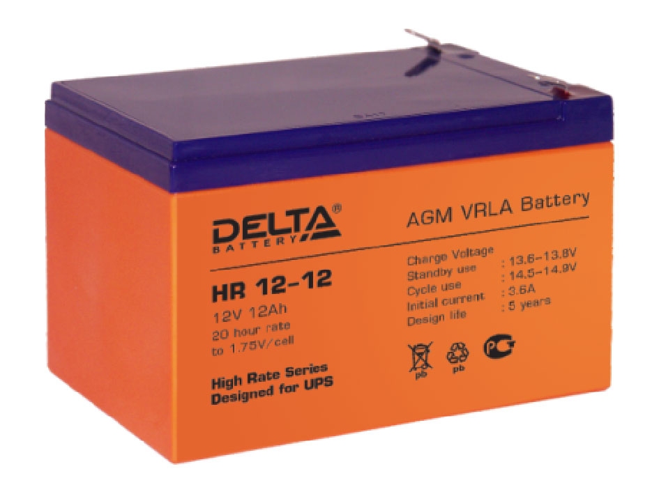 Аккумулятор Delta HR 12-12 (12V 12Ah F2)