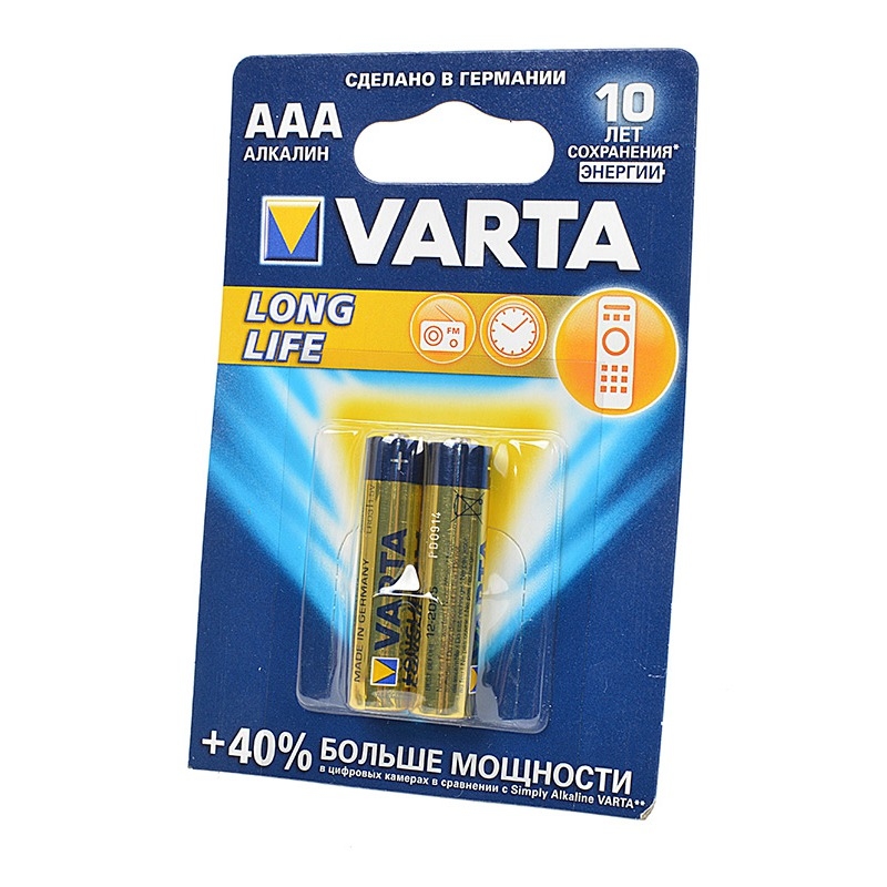 Элемент питания LR03 Varta Longlife AAA BL2 (4103) (2шт)