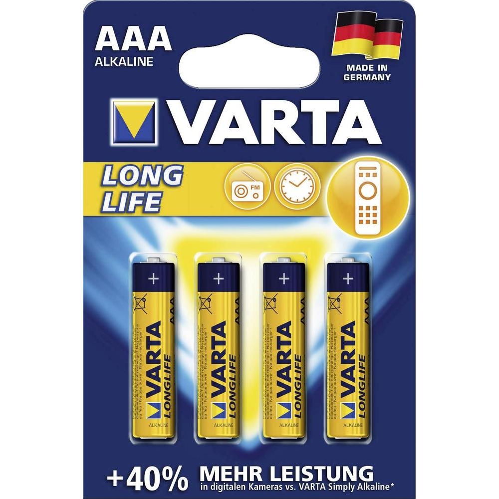 Элемент питания LR03 Varta Longlife AAA BL4 (4103) (4шт)
