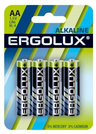 Элемент питания LR6 Ergolux АА Alkaline BL-4  (4шт, 1.5В)