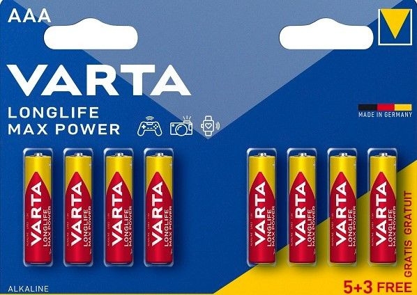 Элемент питания LR03 Varta Longlife Max Power AAA BL5+3 (8шт)