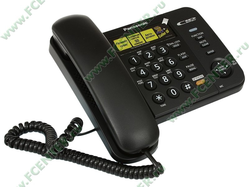 Телефон Panasonic KX-TS2358RUB <АОН,Caller ID,ЖКД, выключение микрофона,кнопка "пауза"> <черный>