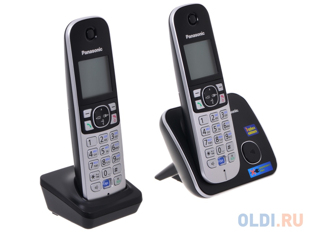 Телефон Panasonic KX-TG6812RUB (DECT, черный, с доп. трубкой)