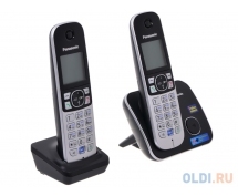 Телефон Panasonic KX-TG6812RUB (DECT, черный, с доп. трубкой)