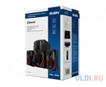 Колонки Sven MS-304 <2.1, 20Вт+2х10Вт RMS, USB, SD, ПДУ> (черно-красные)