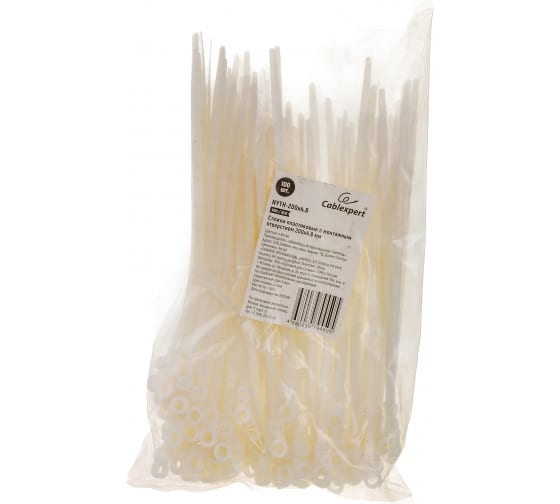 Стяжка 200х4.8мм (100шт) Cablexpert (NYTH-200x4.8) с монтажным отверстием