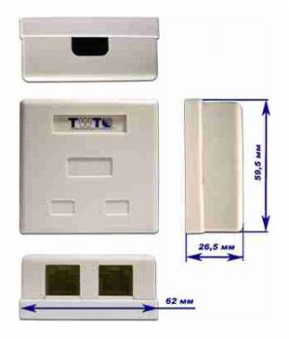 Розетка TWT (TWT-SM2-4512-WH) настенная 1 порт RJ-45 категории 5е и 1 порт RJ-12. UTP. белая