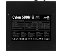Блок питания  500Вт Aerocool Cylon 500 <ATX 2.4, 120мм, 80+, ARGB>