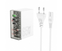Зарядное устройство USB Hoco N36 <QC3.0, 65Вт, 3А, 3xUSB, 3xType-C> (белый)