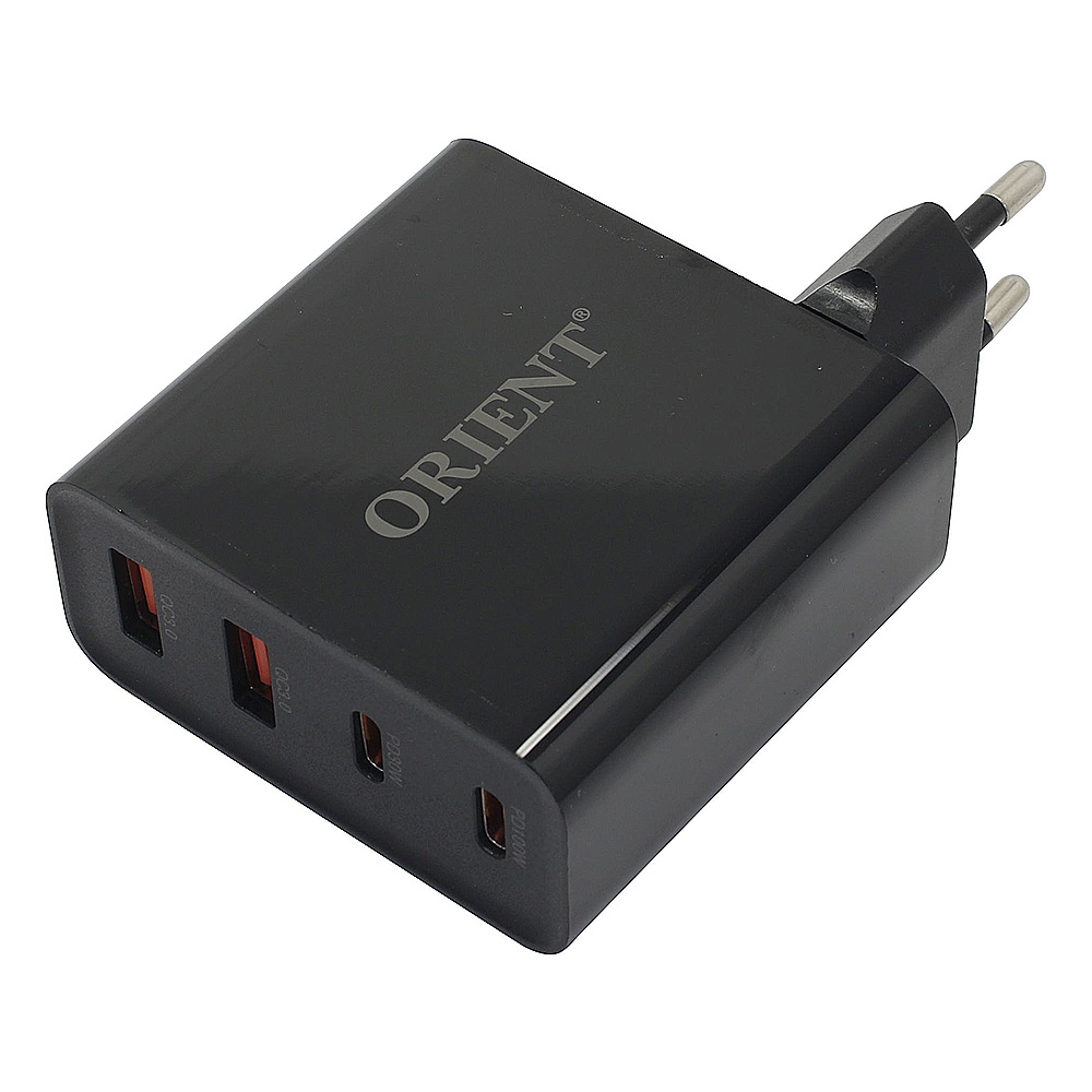 Зарядное устройство USB ORIENT PU-A100WL <QC3.0, 100Вт, 5А, 2xUSB, 2xType-C>