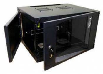 Шкаф настенный Lanmaster Next TWT-CBWNG-12U-6X6-BK 12U 550x600 мм пер.дв.стекл съемные бок.пан. 60кг