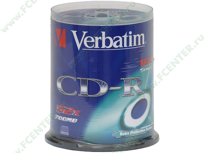 Диски CD-R 700MB Verbatim 52x (43411) <100 шт, на шпинделе, упаковка>