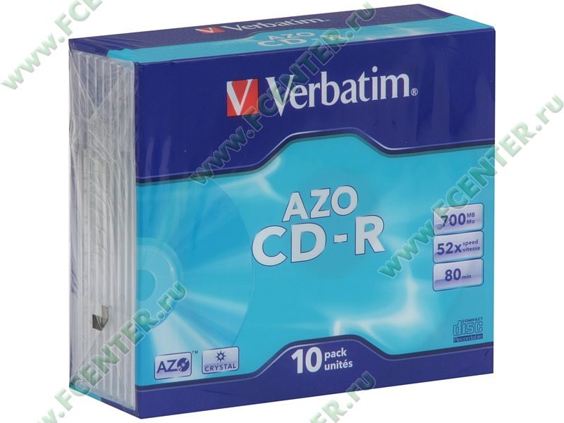 Диски CD-R 700MB Verbatim 52x (43415) <10 шт, Slim, упаковка>