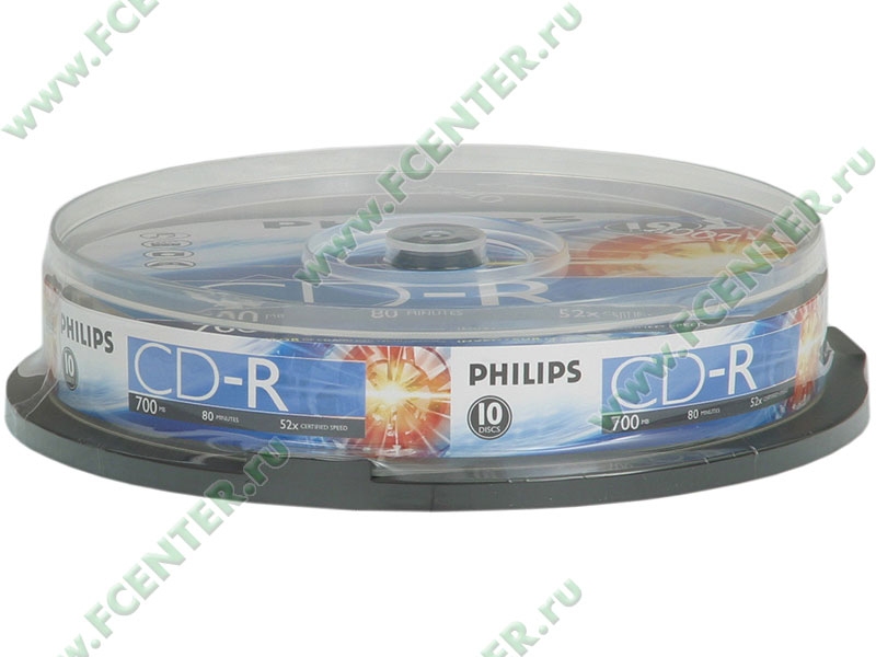 Диски CD-R 80min 700Mb Philips 52x <10 шт, на шпинделе, упаковка>