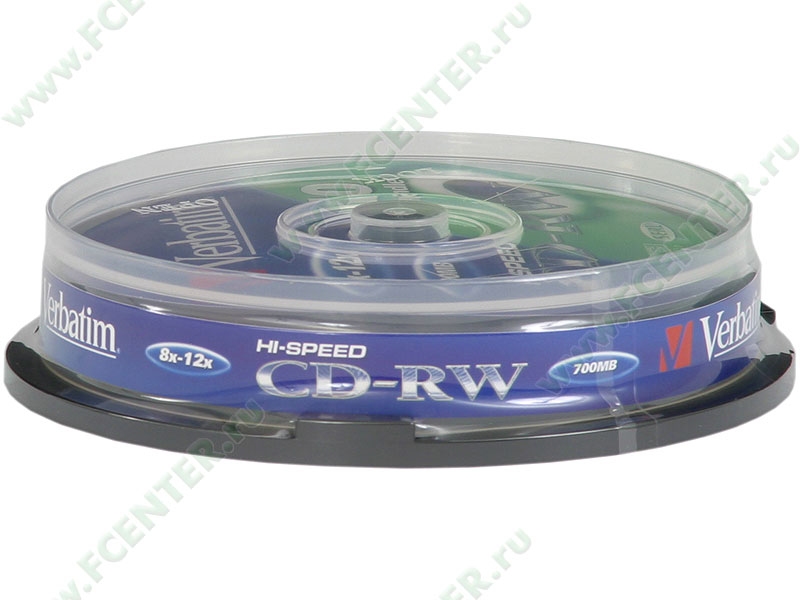 Диски CD-RW 700Mb Verbatim 12x (43480) <10 шт, на шпинделе, упаковка>