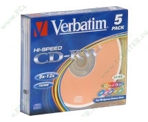 Диски CD-RW 700Mb Verbatim 12x (43167) <5 шт, Slim, упаковка>