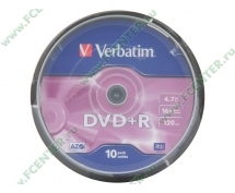 Диски DVD+R 4.7Gb Verbatim 16x (43498) <10 шт, на шпинделе, упаковка>