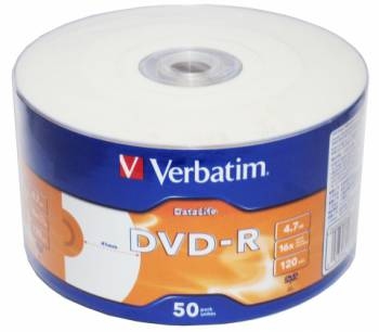 Диски DVD-R 4.7Gb Verbatim 16x (43793) <50 шт, на шпинделе, упаковка> Printable
