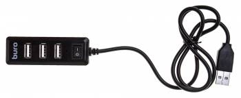Разветвитель USB 2.0 Buro (BU-HUB4-0.5L-U2.0) 4xUSB2.0 (черный)