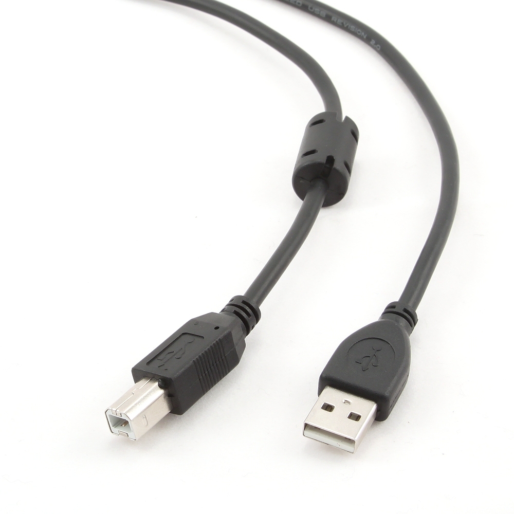 Кабель USB 2.0 A(m) - B(m) 3.0m Gembird Cablexpert (CCF-USB2-AMBM-10) с фильтром (черный)