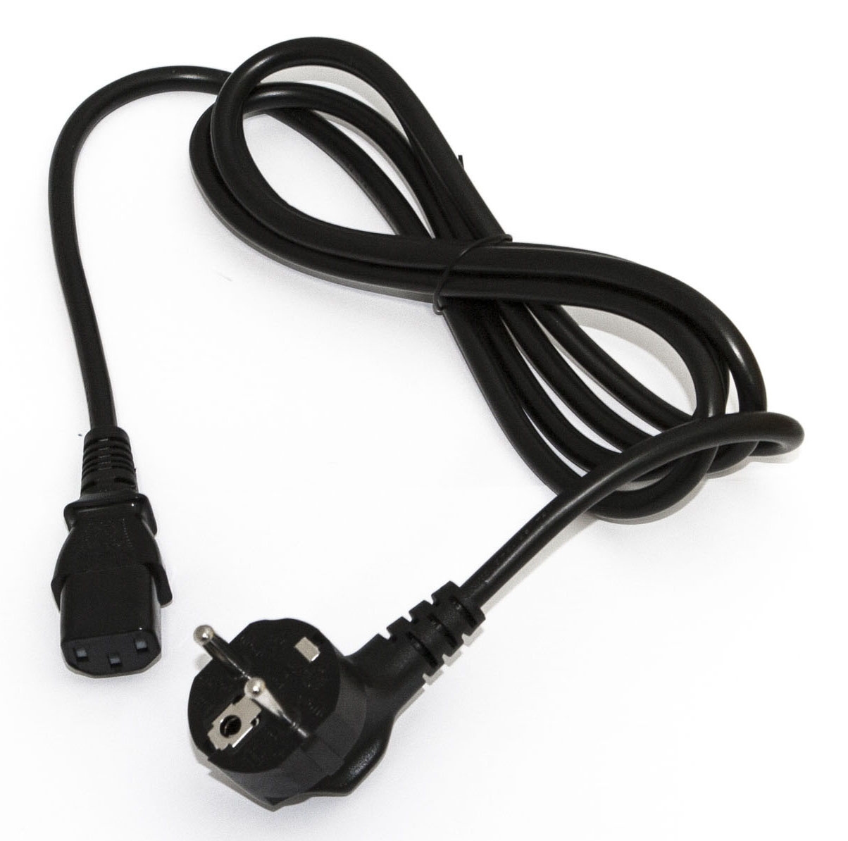 Кабель питания Hyperline PWC-IEC13-SHM-1.8-BK (Schuko+C13) (3x0.75), 10A, угловая вилка, 1.8 м, цвет черный