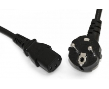 Кабель питания Hyperline PWC-IEC13-SHM-1.8-BK (Schuko+C13) (3x0.75), 10A, угловая вилка, 1.8 м, цвет черный