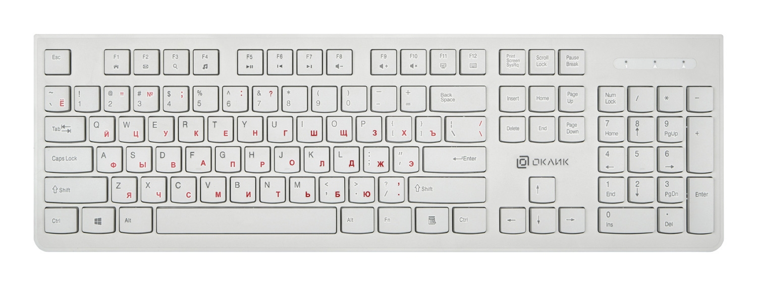 Клавиатура Oklick 505M Slim <USB> (белая)