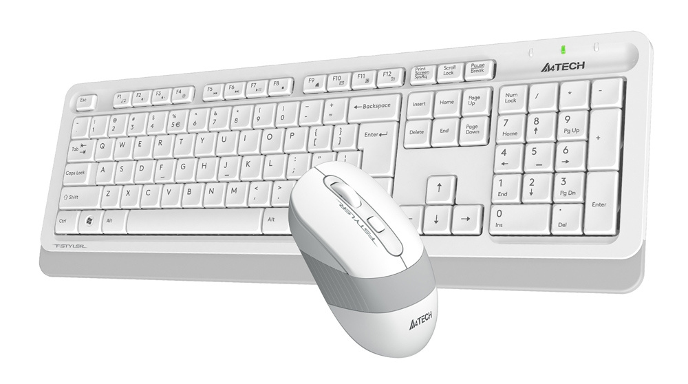 Комплект клавиатура+мышь A4Tech Fstyler FG1010 <USB> беспроводной (бело-серый)