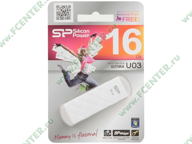 Накопитель  16GB Silicon Power Ultima U03 (SP016GBUF2U03V1W) <USB2.0> <белый>