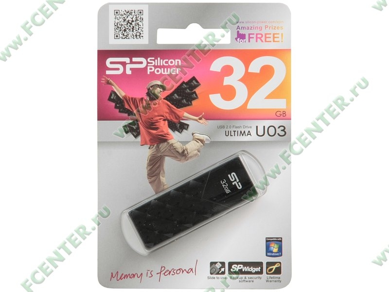 Накопитель  32GB Silicon Power Ultima U03 (SP032GBUF2U03V1K) <USB2.0> (черный)