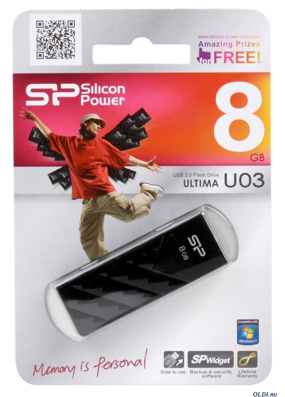 Накопитель   8GB Silicon Power Ultima U03 (SP008GBUF2U03V1K) <USB2.0> <черный>