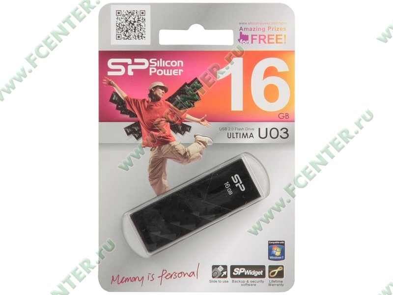 Накопитель  16GB Silicon Power Ultima U03 (SP016GBUF2U03V1K) <USB2.0> <черный>