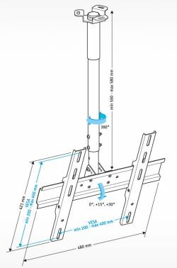 Кронштейн для телевизора потолочный Holder PR-101-W <Vesa 400x400> (до 60 кг) <белый>