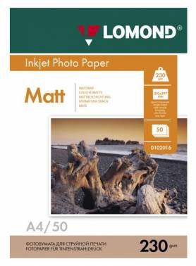 Бумага LOMOND (A4, 230гр, 50л) Photo Матовая, 1стор. <0102016>