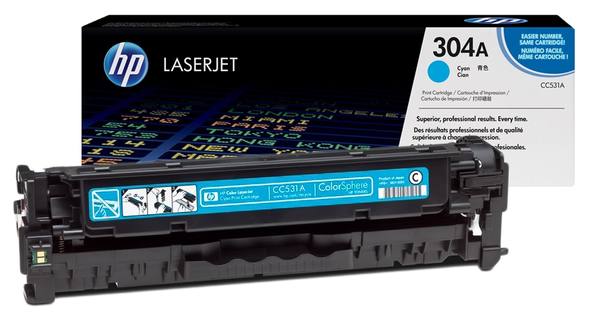 Заправка лазерного цветного картриджа HP CC531A 304A С без чипа*