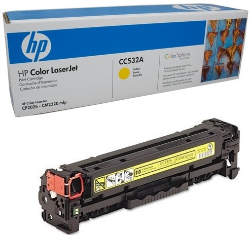 Заправка лазерного цветного картриджа HP CC532A 304A Y без чипа*